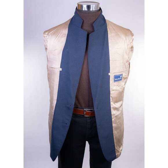 Stanley Blacker Blazer Mens Navy Blue Gold Button Suit Jacket Coat Size 40 R - Picture 9 of 14